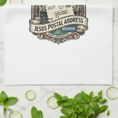 Het postadres van Jezus is de hemel Het postadres Theedoek (Gevouwen)