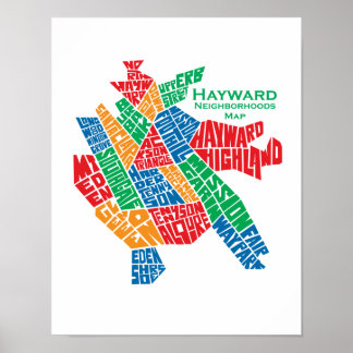 Het Poster 11x17 van de Kaart van de Buurten van