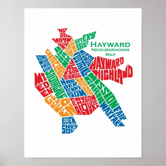 Het Poster 11x17 van de Kaart van de Buurten van (Voorkant)