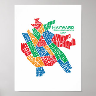 Het Poster 8.5x11 van de Kaart van de Buurten van