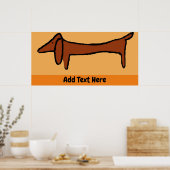 Het Poster Dachshund, geeft tekst uit, (Keuken)