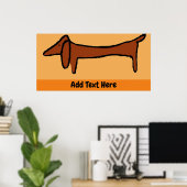 Het Poster Dachshund, geeft tekst uit, (Thuiskantoor)