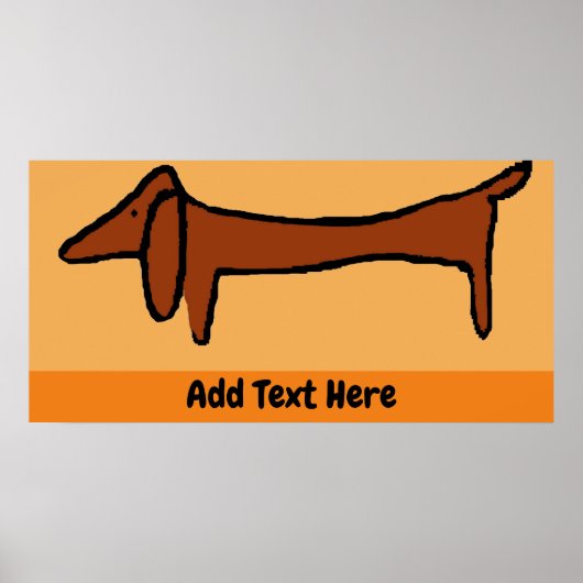 Het Poster Dachshund, geeft tekst uit, (Voorkant)