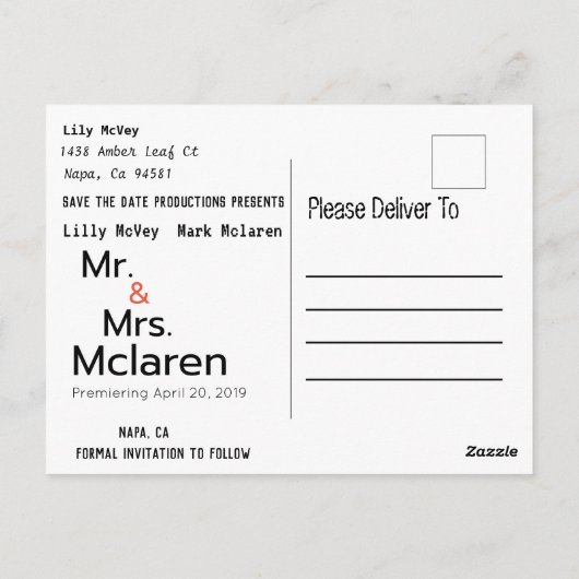 Het Poster Datumfilm opslaan Briefkaart (Achterkant)