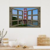 Het Poster Golden Gate Bridge-venster negeren (Keuken)