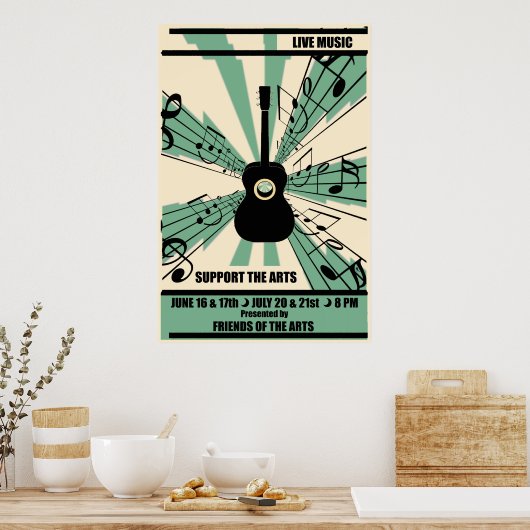 Het Poster Kunst Live Muziek ondersteunen (Keuken)