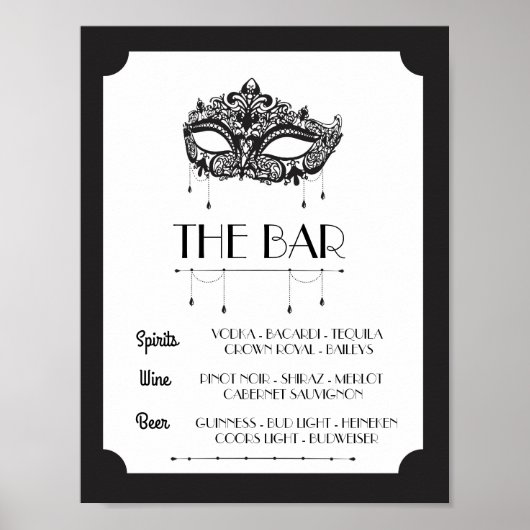 Het Poster van de Bar Masquerade Sign Wedding Rece (Voorkant)