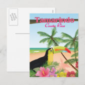 Het poster van de het strandvakantie van Costa Feestdagenkaart (Voorkant / Achterkant)