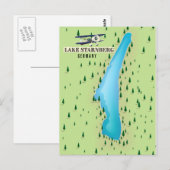 Het poster van de  kaart van het meer van Starnber (Voorkant / Achterkant)