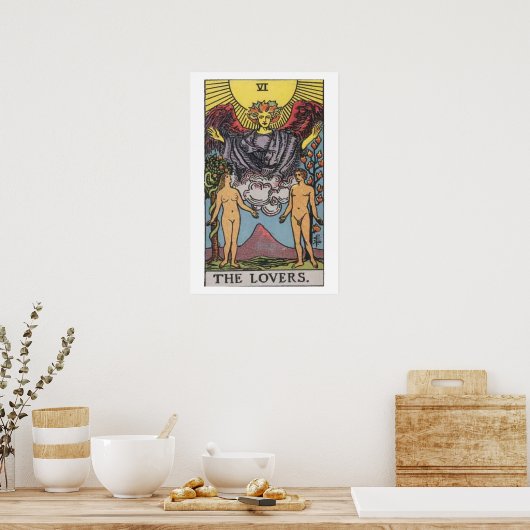 Het Poster van de Kaart van Lovers Tarot (Keuken)