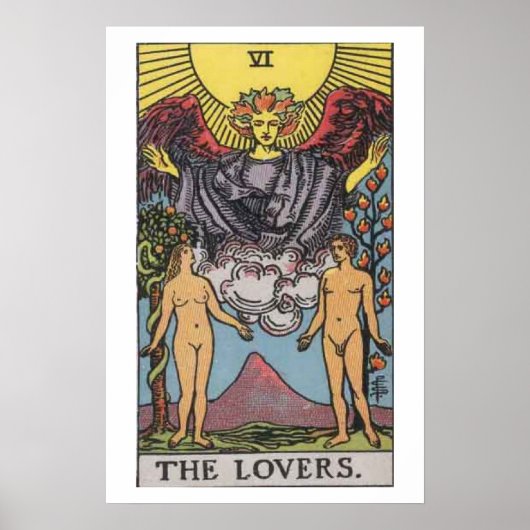 Het Poster van de Kaart van Lovers Tarot (Voorkant)
