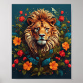 Het poster van de leeuw, de machtige koning van he (Voorkant)