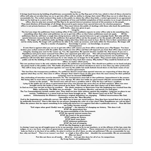 HET POSTER VAN DE LEUGENWET (Voorkant)