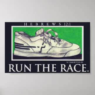 het poster van de race cross-run shoe