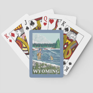 Het Poster van de Reis van FishermanWyomingVintage Speelkaarten