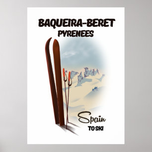 Het poster van de skigebieden Baqueira-Beret Spanj