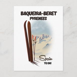 Het poster van de skigebieden Baqueira-Beret Spanj Briefkaart