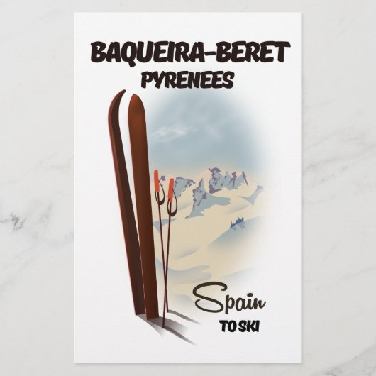 Het poster van de skigebieden Baqueira-Beret Spanj Briefpapier (Voorkant)
