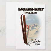 Het poster van de skigebieden Baqueira-Beret Spanj Briefpapier (Voorkant / Achterkant)