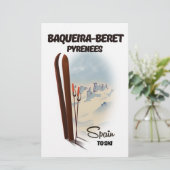 Het poster van de skigebieden Baqueira-Beret Spanj Briefpapier (Staand voorkant)