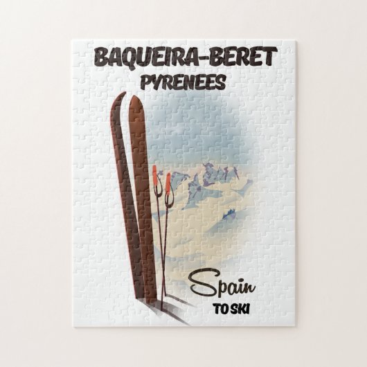 Het poster van de skigebieden Baqueira-Beret Spanj Legpuzzel (Verticaal)