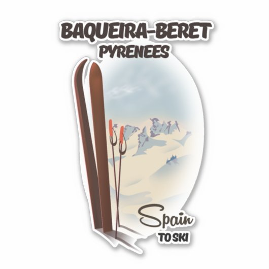 Het poster van de skigebieden Baqueira-Beret Spanj Sticker (Voorkant)