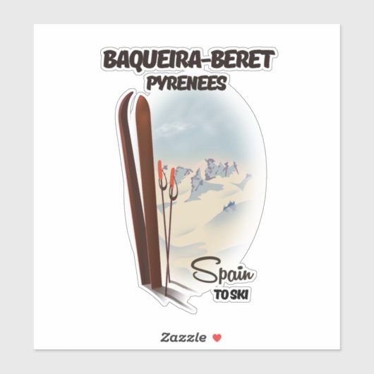 Het poster van de skigebieden Baqueira-Beret Spanj Sticker (Vel)