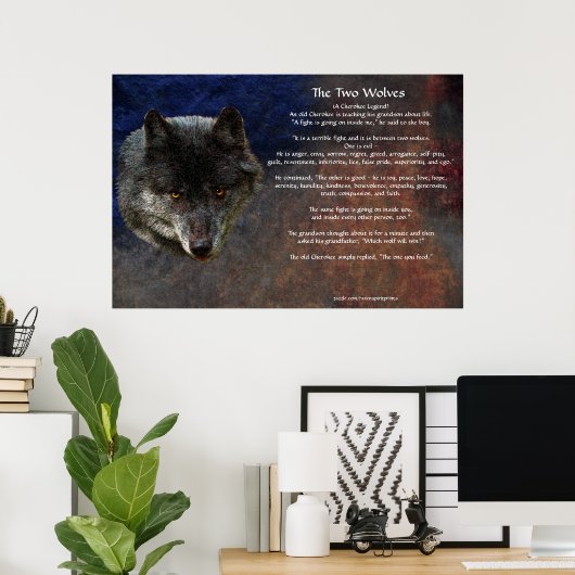 Het Poster van de TALE-kunst van de TWEE WOLVES CH (Thuiskantoor)