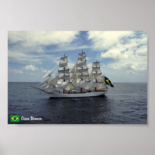 Het Poster van de Tall Ship Cisne Branco van Brazi (Voorkant)