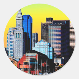 Het Poster van de Verenigde Staten van Boston van  Ronde Sticker