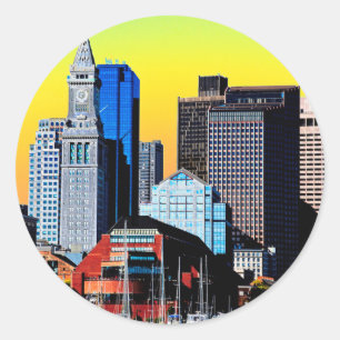 Het Poster van de Verenigde Staten van Boston van Ronde Sticker