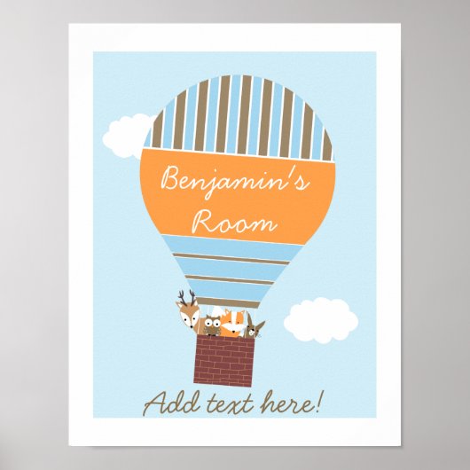 Het Poster Van De Warmluchtballon BosdierenKinderk (Voorkant)