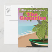 Het poster van het vintage kanaries-reizen briefkaart (Voorkant / Achterkant)