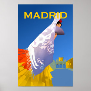 het poster van het vintage-reisverkeer in Madrid.