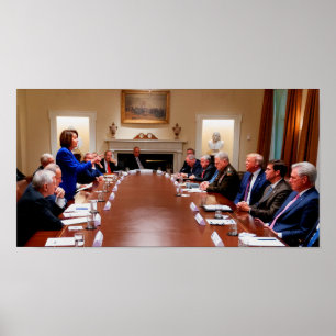 Het Poster van het Witte Huis staat op het randje