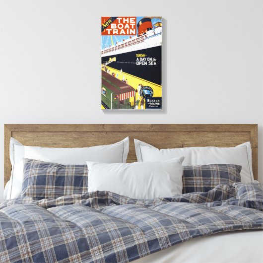 Het Poster voor boottreinreizen Canvas Afdruk (Insitu (Slaapkamer))