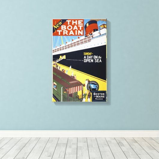 Het Poster voor boottreinreizen Canvas Afdruk (Insitu (Houten vloer))