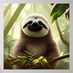 Het Poster voor Happy Sloth Digital Art