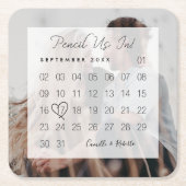 Het potlood in kalender Moderne Minimale Paar Foto Kartonnen Onderzetters (Voorkant)