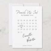 Het potlood in kalender Moderne Minimale Paar Foto Save The Date (Voorkant)