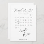 Het potlood in kalender Moderne Minimale Paar Foto Save The Date (Voorkant / Achterkant)