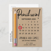 Het potlood ons in het kalenderkarton sparen de Da Aankondigingskaart (Voorkant / Achterkant)