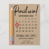 Het potlood ons in het kalenderkarton sparen de Da Aankondigingskaart (Voorkant)