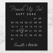 Het potlood ons in Minimale Zwarte Kalender bewaar Wijn Etiket (Enkel label)