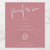 Het potlood ons in mosterd roze informeel sparen d wijn etiket (Enkel label)