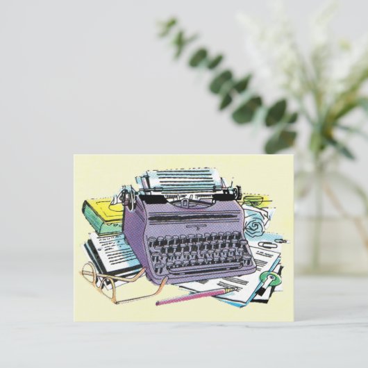 Het potlood van het Schrijfmachine van de Schrijfm Briefkaart (Staand voorkant)