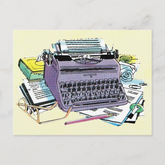 Het potlood van het Schrijfmachine van de Schrijfm Briefkaart (Voorkant)