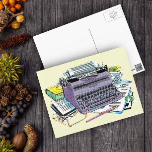 Het potlood van het Schrijfmachine van de Schrijfm Briefkaart