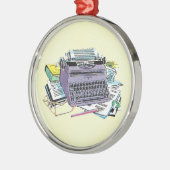 Het potlood van het Schrijfmachine van de Schrijfm Metalen Ornament (Links)