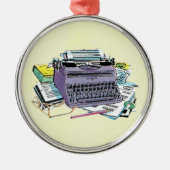 Het potlood van het Schrijfmachine van de Schrijfm Metalen Ornament (Voorkant)